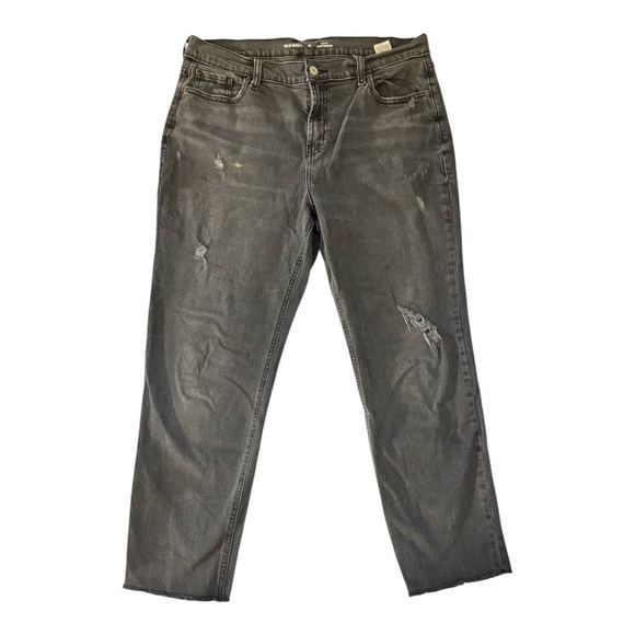 Old Navy Mid-Rise Boyfriend Straight Ripped Black, Gray Jeans, Size 10 - Picture 5 of 16